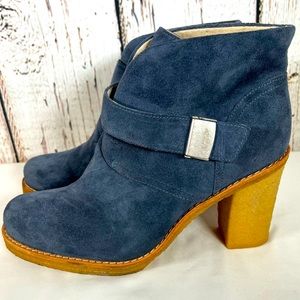 Ugg Brienne Suede Shearling Desert Ankle Boot Booties Chunky Heel Size 10 EUC